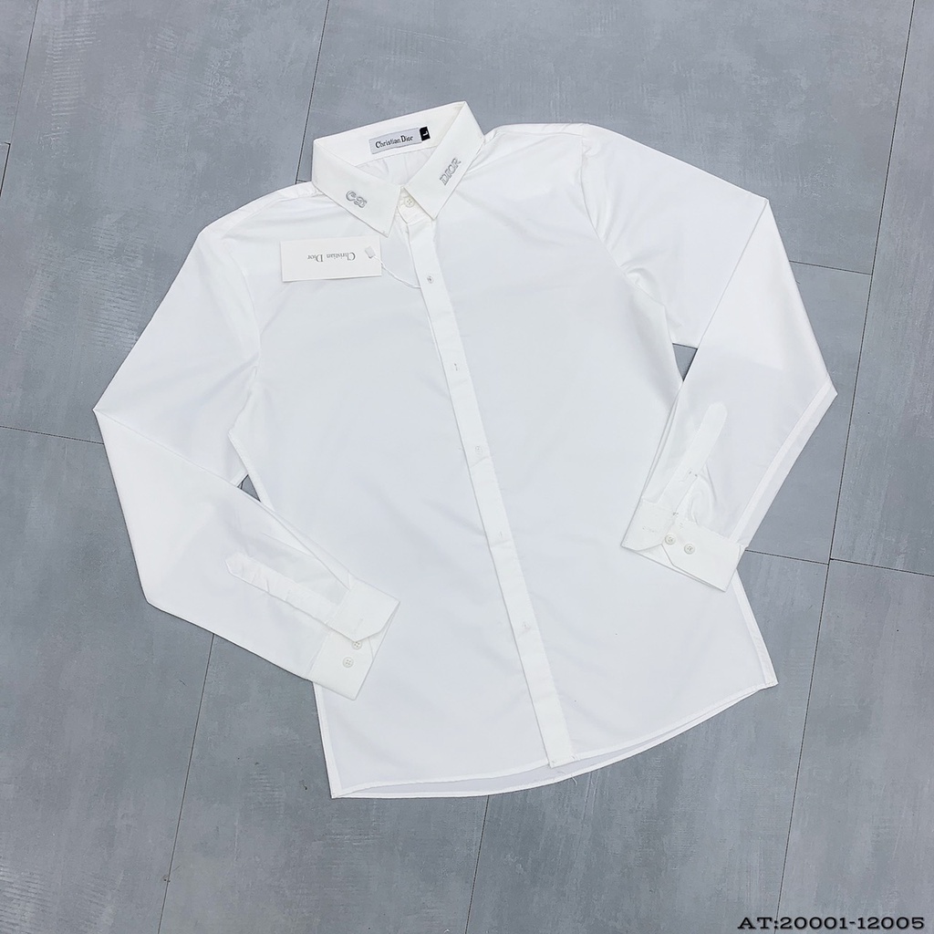 Áo SoMi DIOR Trắng Nam ❌ 𝗦𝗔𝗟𝗘 𝗞𝗜̉ 𝗟𝗨̣𝗖 ❌ Áo nam dài tay cổ bẻ form dáng Slimfit vải lụa nến không nhăn không xù TELUXURY