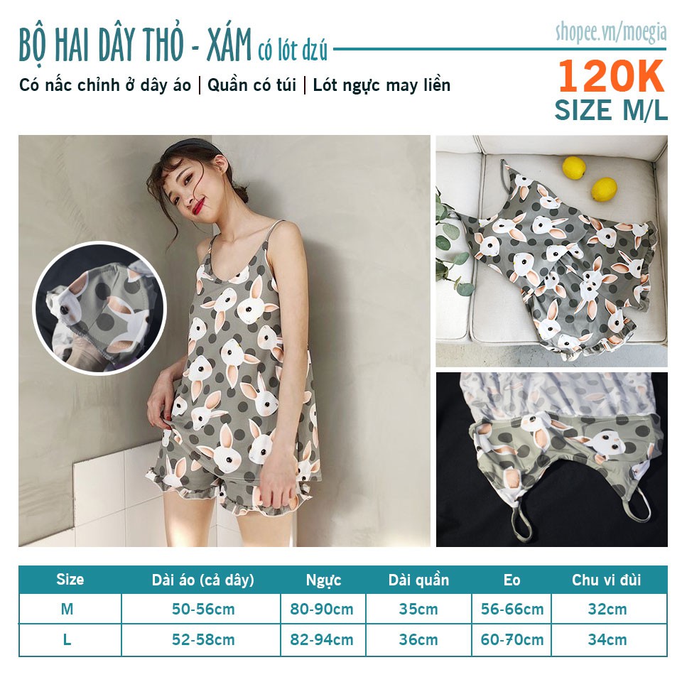 Bộ mặc nhà 2 dây (có lót ngực) cực cute