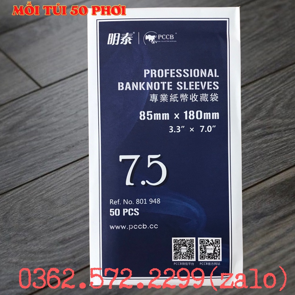 Phơi Nilon Bảo Quản Tiền Giấy PCCB Cỡ 7,5