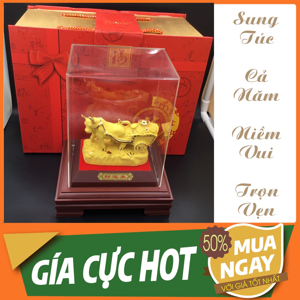 [Tặng Ngũ Lộ Thần Tài Phù]- Tượng Trâu Vàng - Kim Ngưu Tài Lộc - Vật Phẩm Phong Thủy Hút Tiền Bạc Năm Tân Sửu 2021