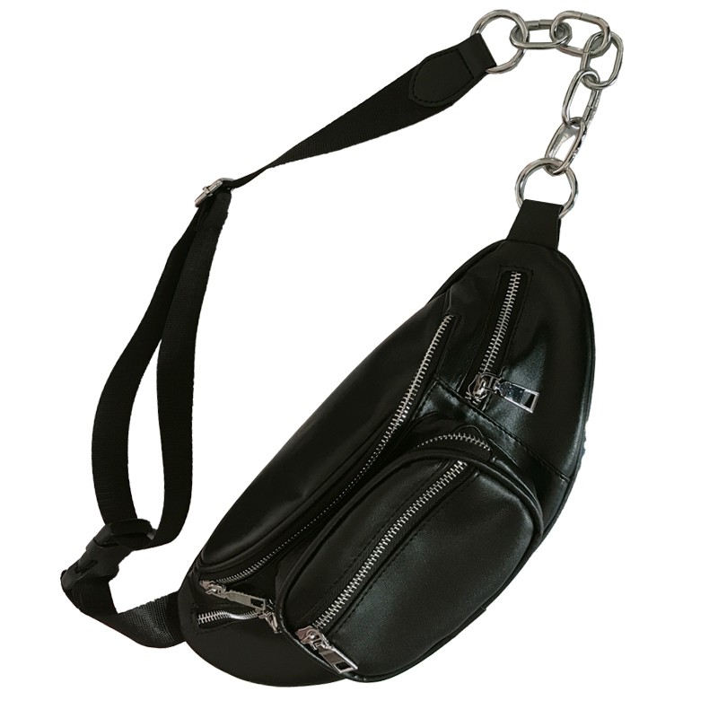 Túi đeo chéo bao tử nữ da mềm phối dây xích cá tính tôn dáng trước ngực hông vai đựng điện thoại ví tiền đồ trang điểm