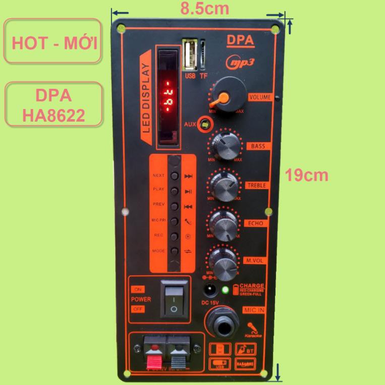 Mạch loa kéo HA8622 DPA IC CS8623E 40W – 80W phiên bản mới – Bluetooth Karaoke– cho loa kéo 3 tấc đơn