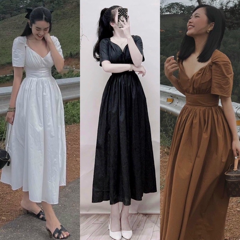 ĐẦM MIDI NƠ VAI BIG SIZE