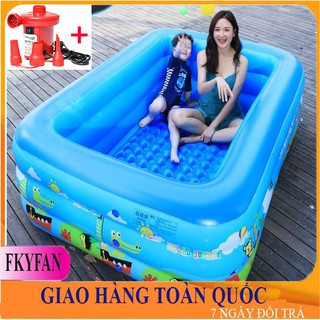 [TẶNG BƠM ĐIỆN] Bể Bơi Phao 1.5m bể bơi cho bé hình chữ nhật cho bé, bể bơi trẻ em
