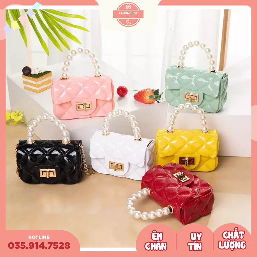 Túi Xách Thời Trang Mini Cho Bé Gái Quai Ngọc Dễ Thương Lalisa