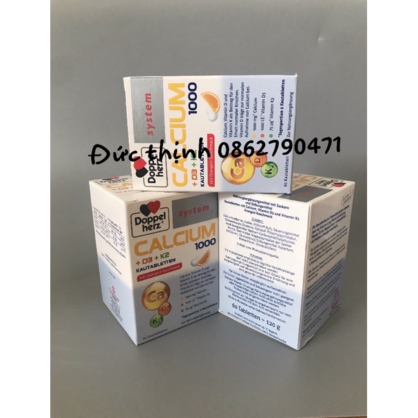 ( Bill Đức ) -Viên uống Calcium 1000 D3 K2 - hộp 60 viên