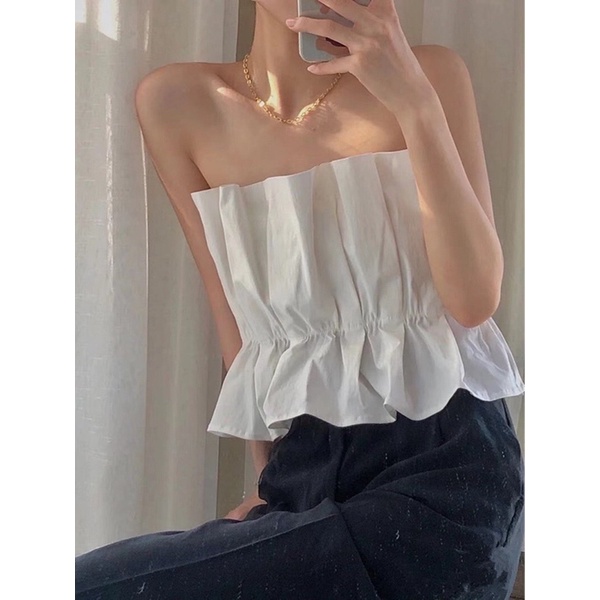 ÁO ỐNG CROPTOP NHÂN EO XẾP CỰC XINH ĐI BIỂN RẤT ĐẸP O1
