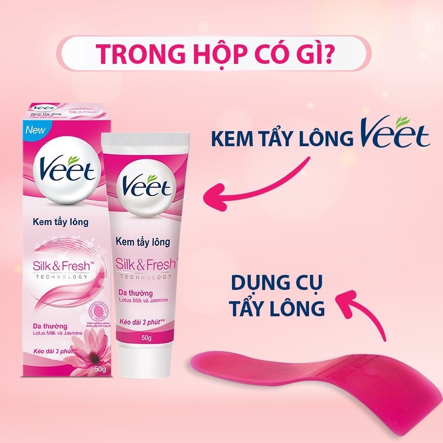 Kem tẩy lông Veet Silk Fresh cho da thường.nhanh sạch mịn da.suckhoechomoinha