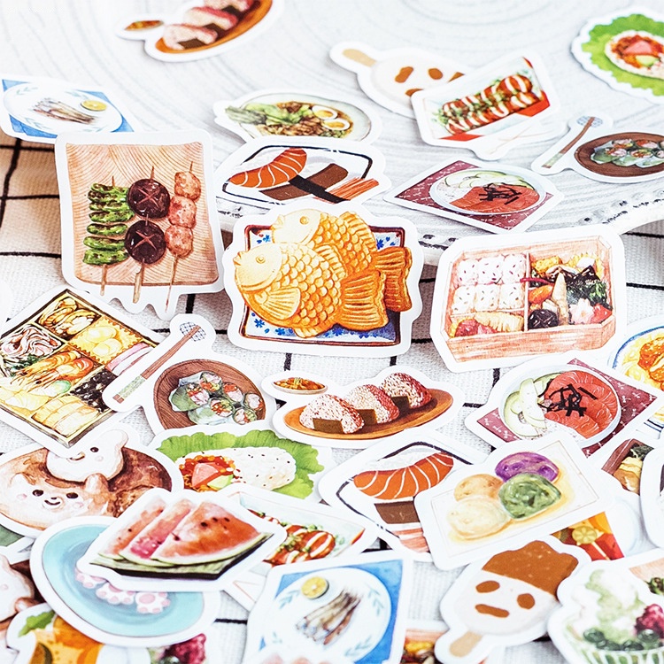 Sticker chủ đề Đồ Ăn Nhật Bản - Hộp 46 miếng dán trang trí sổ tay Bullet Journal - M126