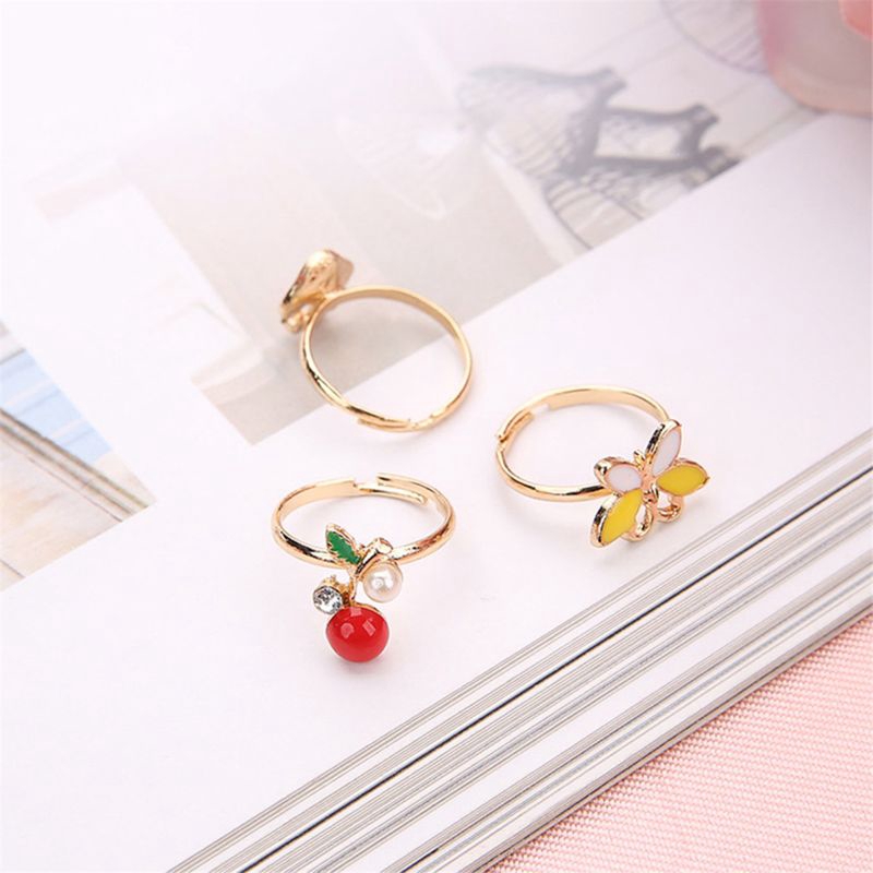 Set 5 nhẫn đồ chơi thiết kế trang trí hoạt hình dễ thương cho bé