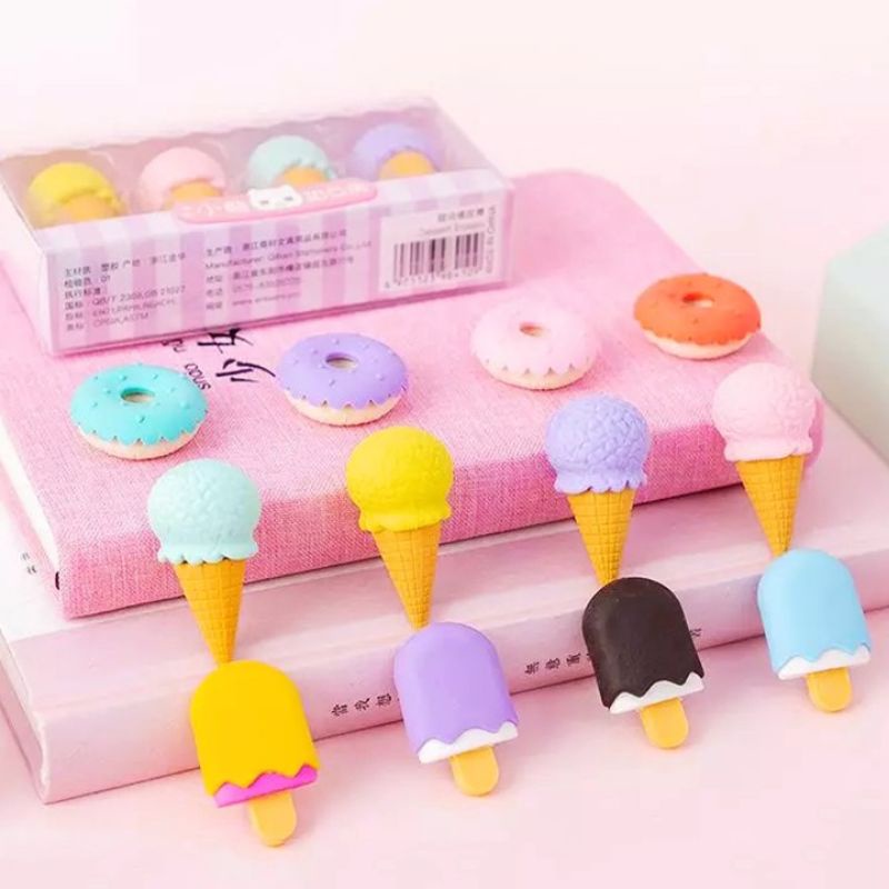 Set 4 gôm tẩy họa tiết ngộ nghĩnh, đáng yêu