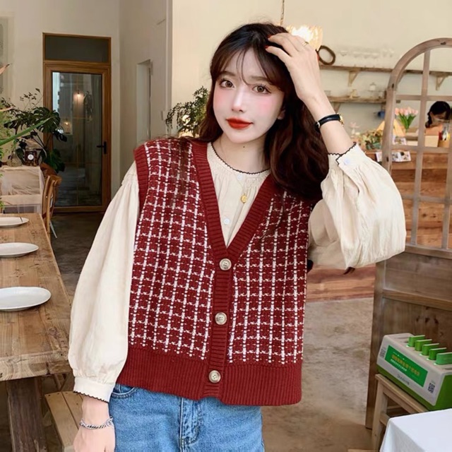 ÁO GHILE CARO - ÁO BLOUSE TAY PHỒNG - ảnh thật | BigBuy360 - bigbuy360.vn
