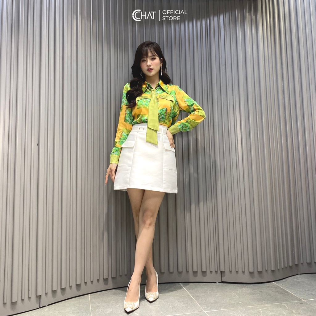 Chân váy A cạp cao 2 túi CChat Clothes