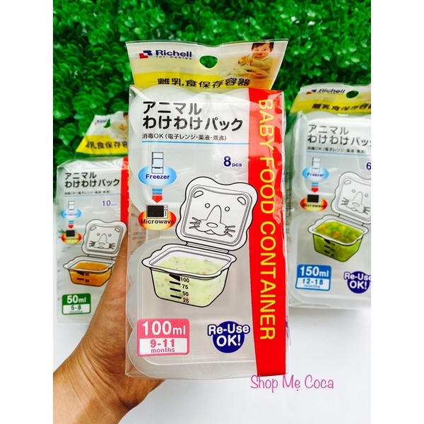 Khay trữ đông Richell - Bộ chia thức ăn Richell trữ đồ ăn dặm cho bé