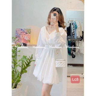 Váy cổ V chun eo sẵn sll _R0T