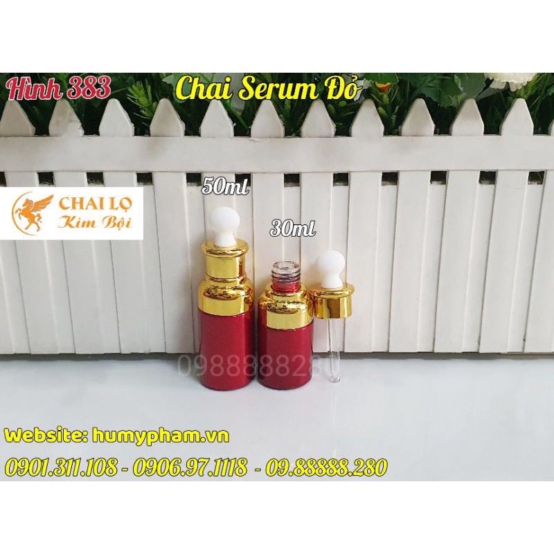 CHAI LỌ CHIẾT MỸ PHẨM - CHAI ĐỰNG SERUM ĐỎ 30ml & 50ml