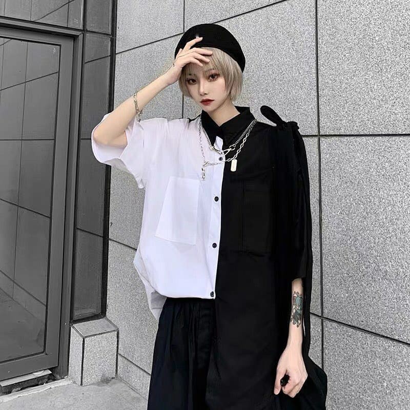 Sơ mi mix đen - trắng size M L