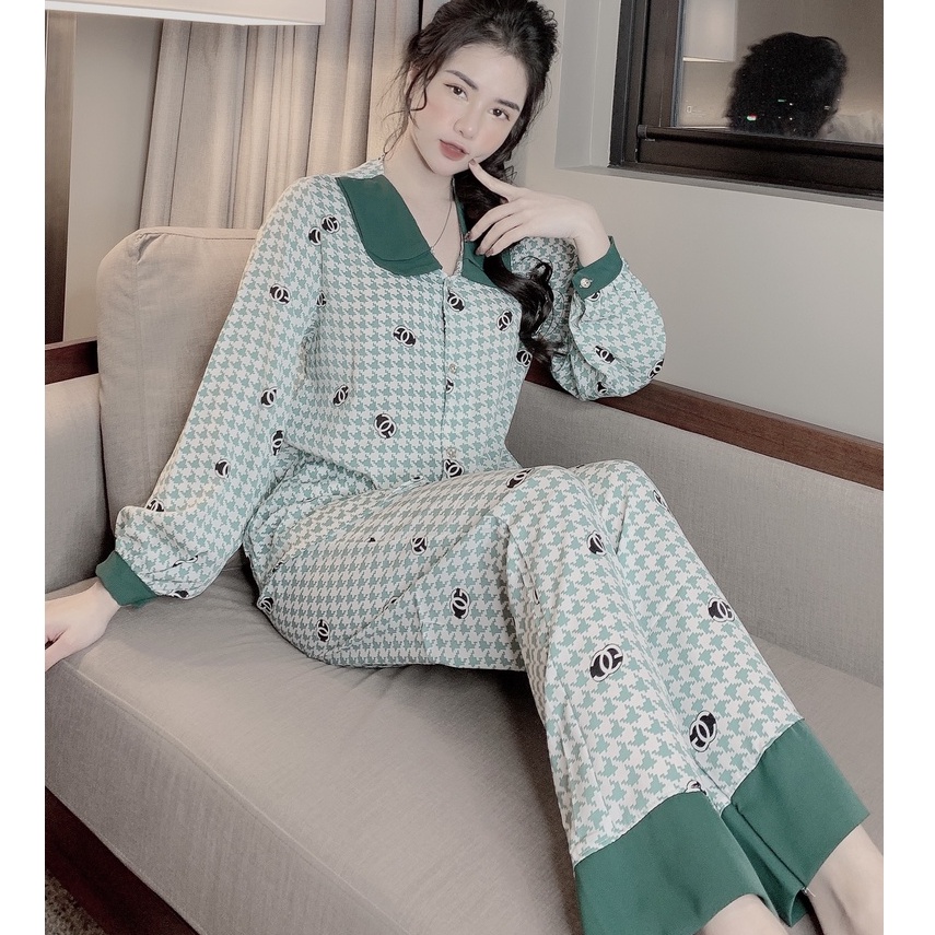 Đồ bộ nữ pijama lụa ngủ dễ thương mặc nhà dài tay quần dài mango cao cấp JUSOKA
