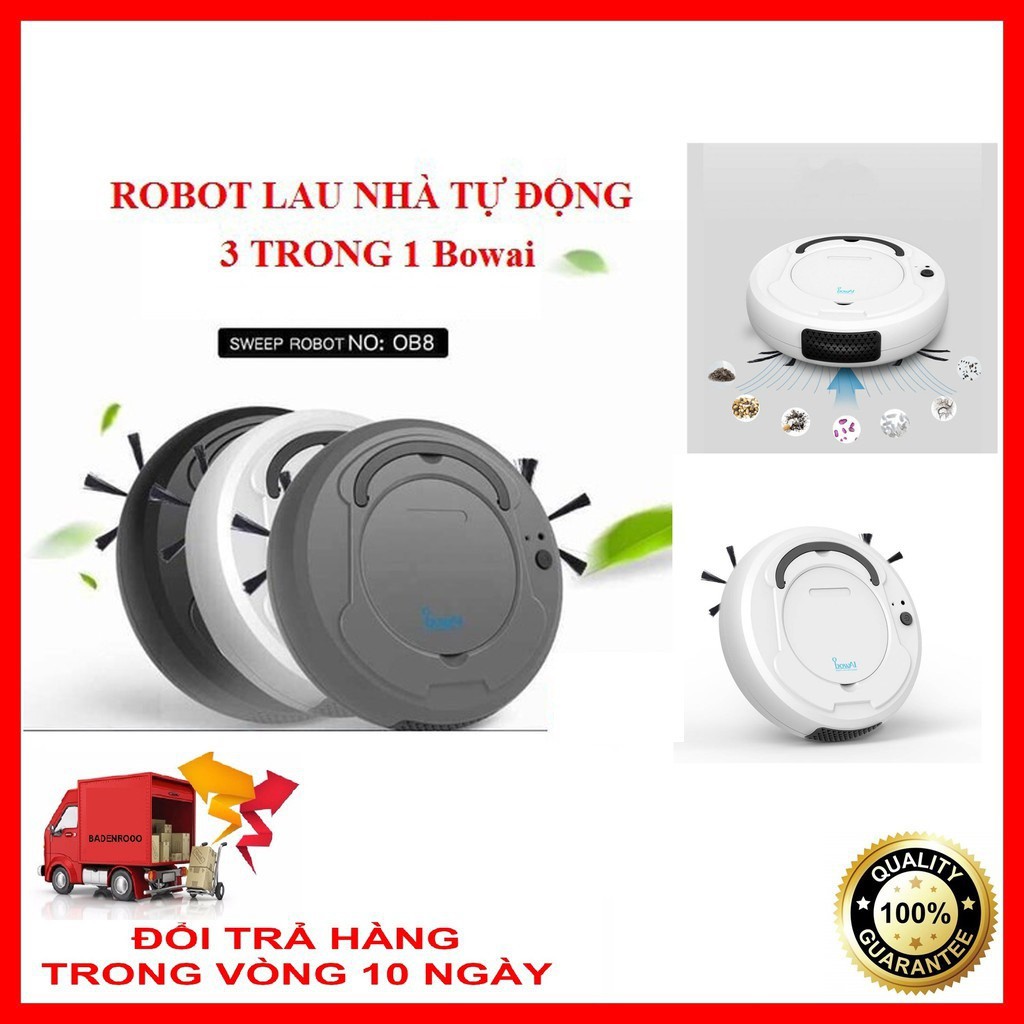 [Hàng Nội Địa] Robot hút bụi Bowai thông minh, Robot lau nhà tự động công nghệ AI 3 trong 1 - Bảo Hành 12 Tháng