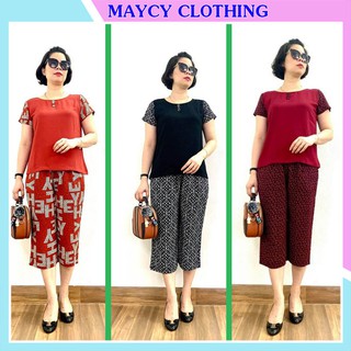 Bộ đũi trung niên cho mẹ mặc nhà - Sét đồ bộ trung niên cao cấp mùa hè bigsize .Áo đũi, quần lụa ống rộng mát rẻ đẹp.