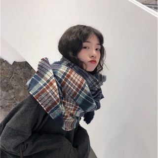 Khăn Choàng Cổ Vải Cashmere Họa Tiết Caro Phong Cách Nhật Hàn Thời Trang Mùa Đông; K20 - MOZETO