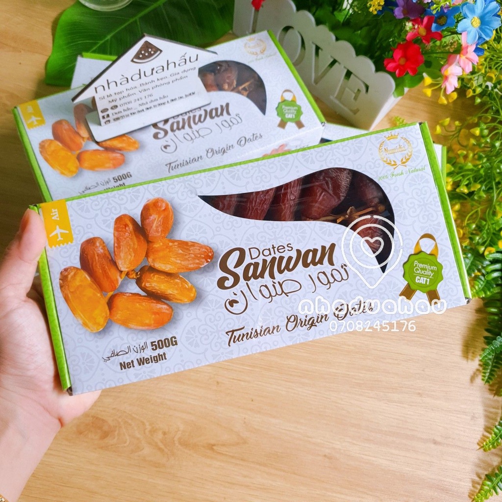 Một hộp chà là sấy lạnh nguyên cành hiệu Sanwan Thổ Nhĩ Kì hộp 500gam