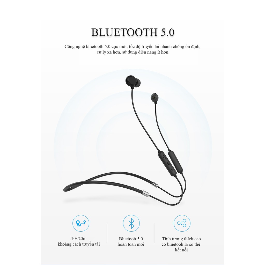 Tai nghe bluetooth đeo cổ A7 Vỏ gốm cao cấp tinh tế bluetooth 5.0 thích hợp cho những bạn thích vận động thể thao