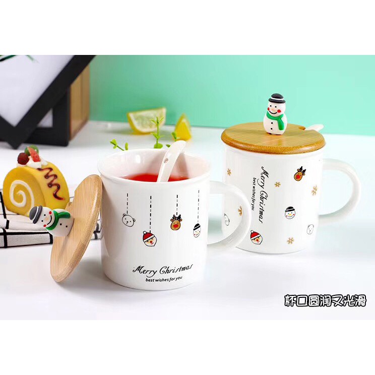 Cốc Gốm Sứ Nắp Gỗ và Nắp Sứ từ 300ml - 400ml Chất Lượng Cao Nhiều Mẫu Đáng Yêu