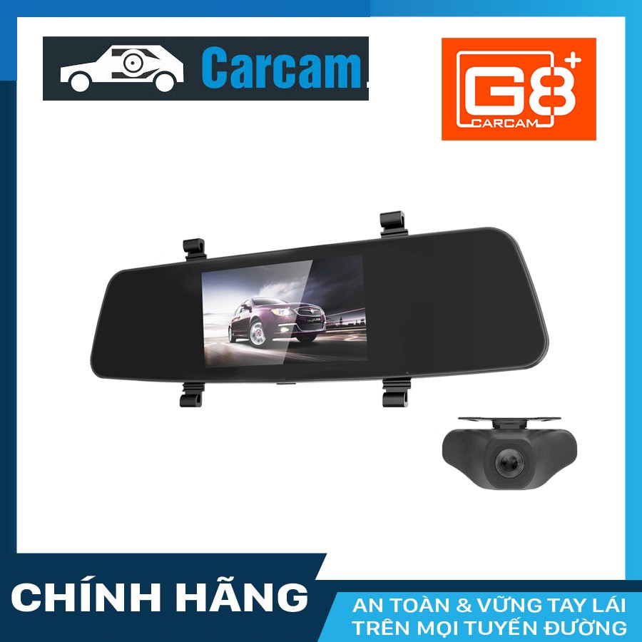 Camera hành trình ô tô Carcam G8 Plus Wifi, GPS, màn hình cảm ứng, kiêm camera lùi + thẻ nhớ 32GB Class 10