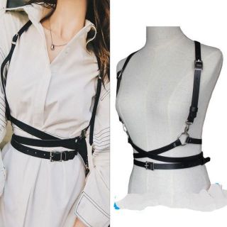 Hanner đai nịt da pu áo + đùi ulzzang blackpink