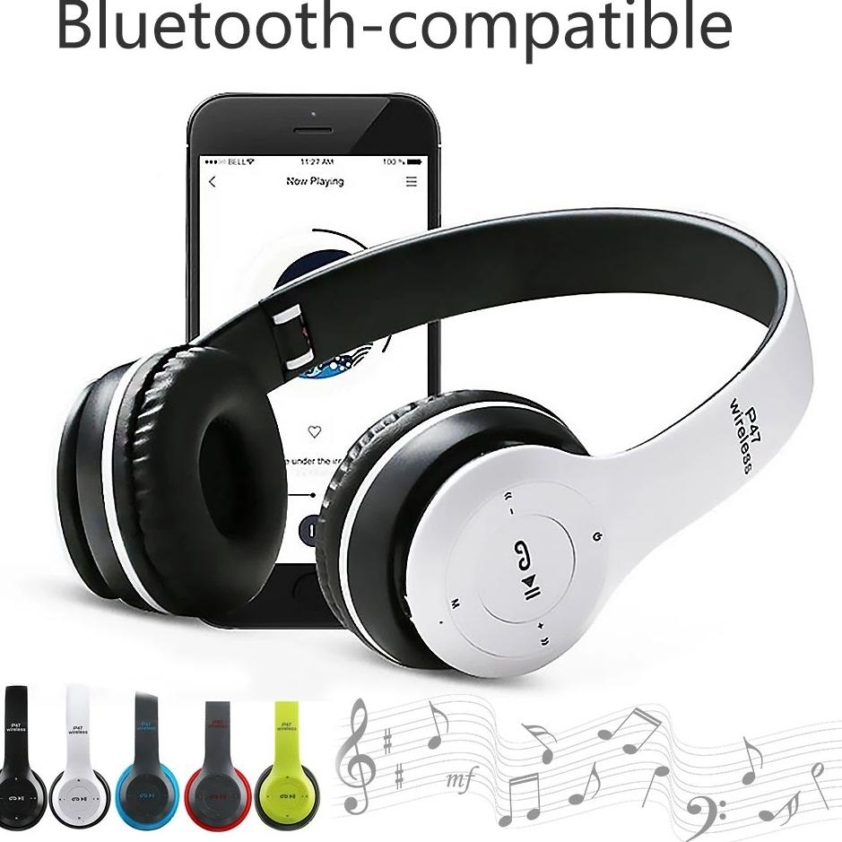 ✶➸ Tai nghe Bluetooth không dây P47 phong cách đơn giản màu đỏ/xanh dương/đen ★★ Hkv