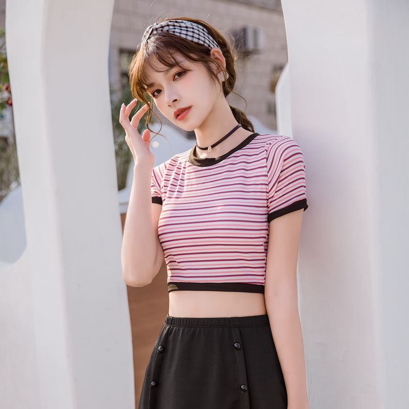 Womens Swimwear 2-piece short-sleeve round neck korean sexy beachwear | BigBuy360 - bigbuy360.vn