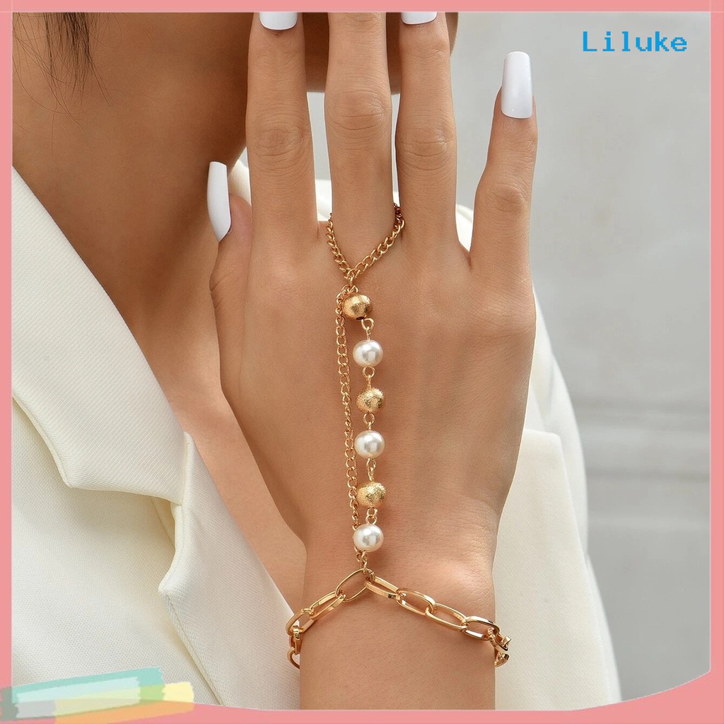 Bộ Vòng Tay Hạt Ngọc Trai Nhân Tạo Kết Nối Bằng Thép Không Gỉ