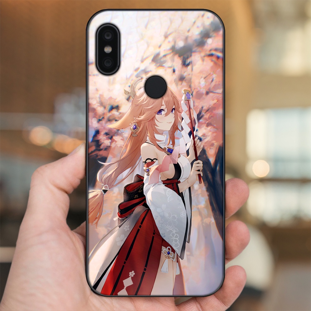 Ốp lưng Xiaomi Redmi Note 6 Pro viền đen in hình Yae Miko Genshin Impact
