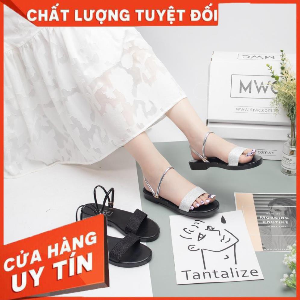 🌈FREESHIP🌈 Giày sandal nữ quai ngang kim tuyến đế bệt MWC NUSD- 2583