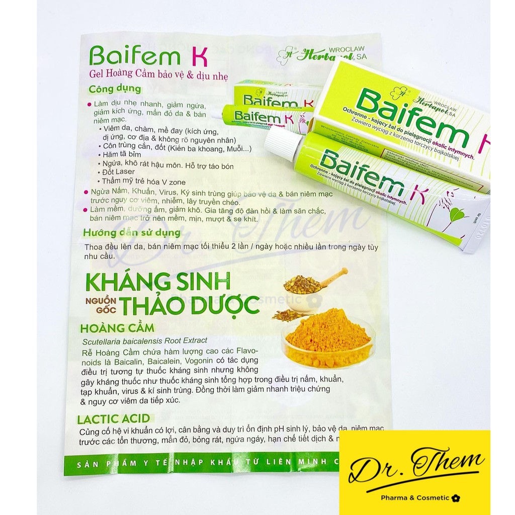 ✅[CHÍNH HÃNG] Baifem K Gel Hoàng cầm Bảo Vệ Dịu Nhẹ 15g