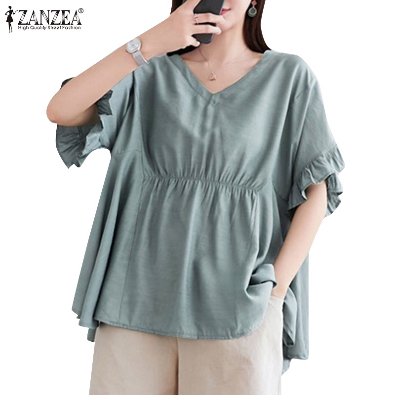 Zanzea Áo Tay Ngắn Cổ Chữ V Thời Trang Sành Điệu Cho Nữ