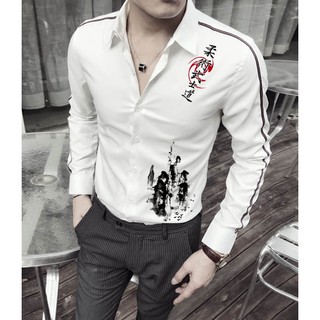 Áo Sơ Mi Nam Họa Tiết Thư Pháp Siêu Nét, Hàng Bao Đẹp