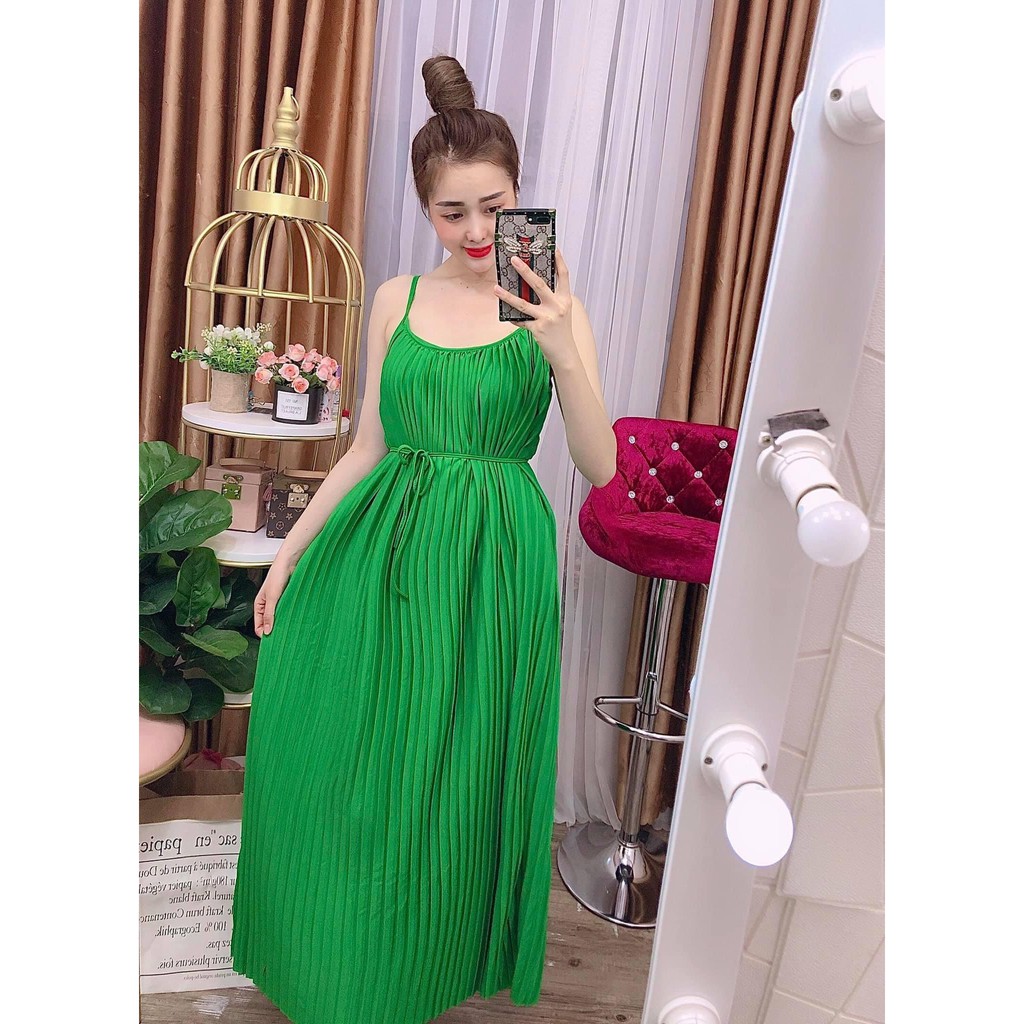 ĐẦM 2 DÂY DẬP LY DỄ THƯƠNG - VÀI THUN MÁT ĐI BIỂN HOẶC MẶC NHÀ - FREESIZE DƯỚI 60KG (tặng dây cột tóc) | BigBuy360 - bigbuy360.vn