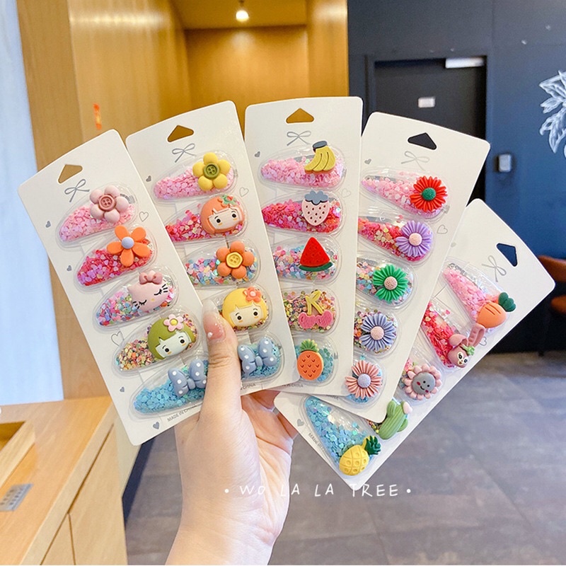 Set 5 Kẹp Tóc Đính Kim Sa Lấp Lánh