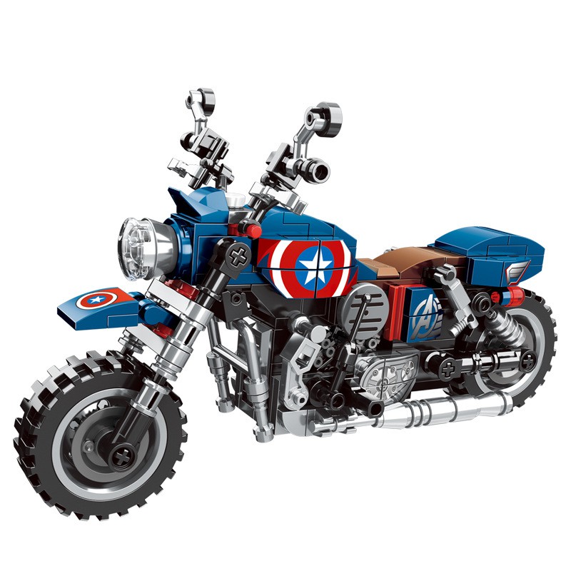 Mô hình Đồ chơi Lắp ráp non lego xe máy Đội trưởng mỹ motor captain america MOC sluban 245+ chi tiết pcs trẻ em logo