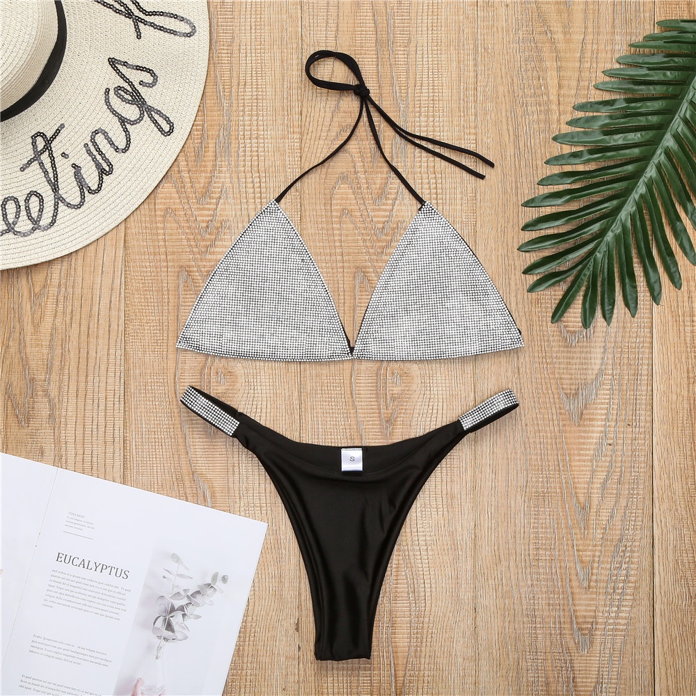 Bộ Đồ Bơi Bikini Hai Mảnh Đính Đá Lấp Lánh Sang Trọng Quyến Rũ Dành Cho Nữ