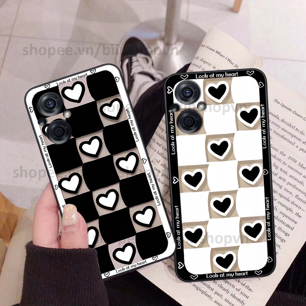 Ốp Oppo RENO 8Z 5G caro trái tim nhiều màu sắc, đầy cá tính, khẳng định phong cách