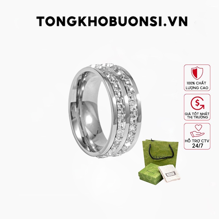 Nhẫn cặp đôi -Tiitan Gucci Eternity Dual Ring Rose Gold Full Box -Khắc tên theo yêu cầu