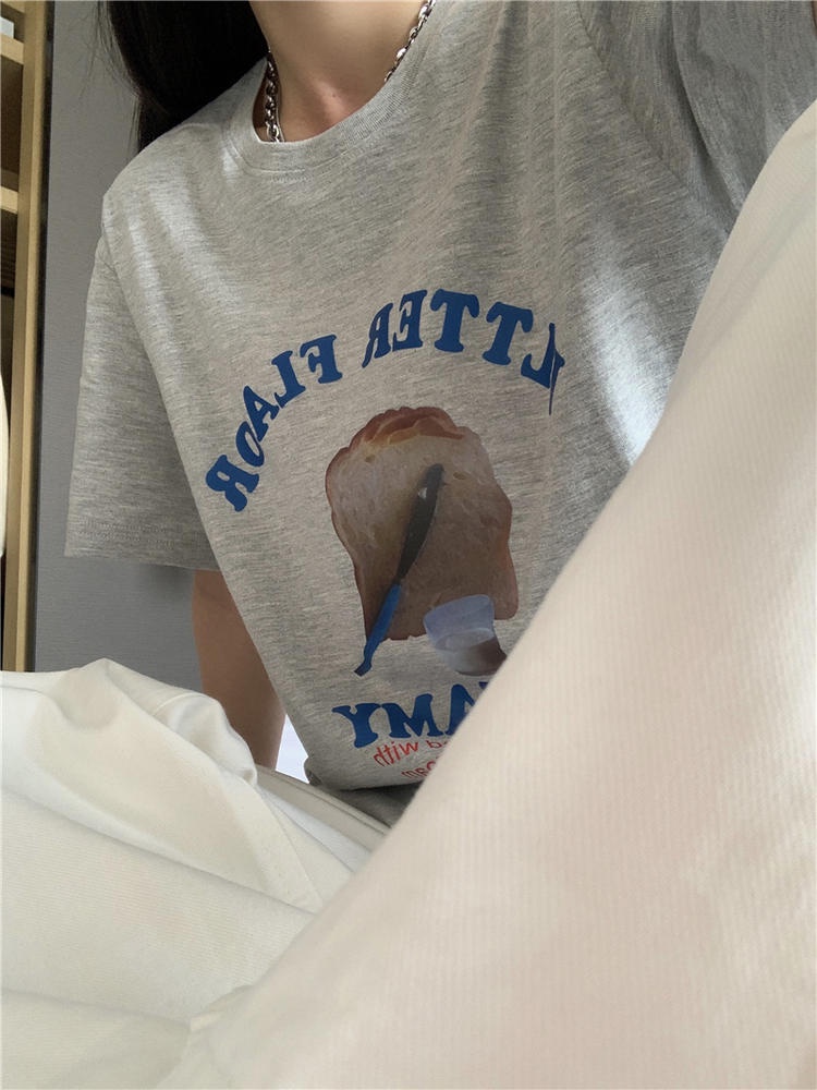 Áo Thun Hàn Quốc Dáng Rộng Ngắn Tay In Chữ 50605
