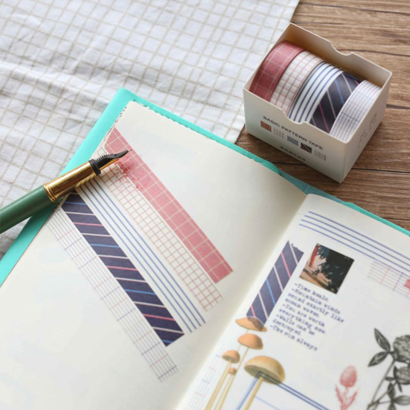Set 5 Cuộn Băng Keo Giấy Dán Trang Trí Sổ Tay Nhật Ký DIY