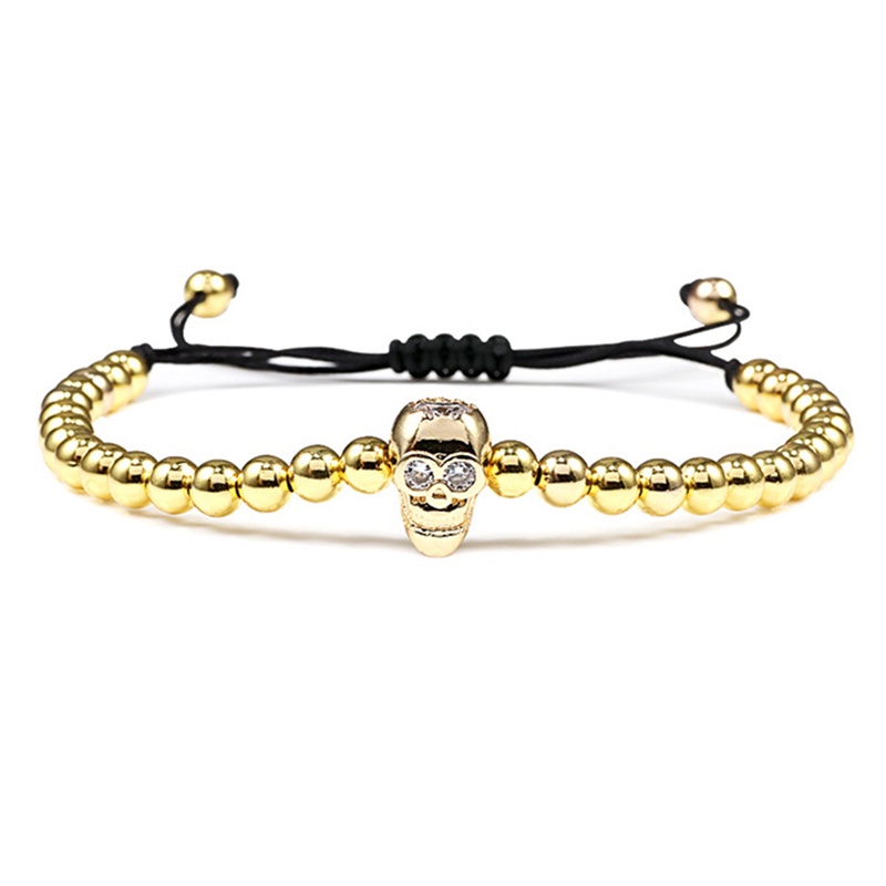 Vòng Tay Bện Dây Nylon Mặt Đầu Lâu Phong Cách Halloween Cho Nam