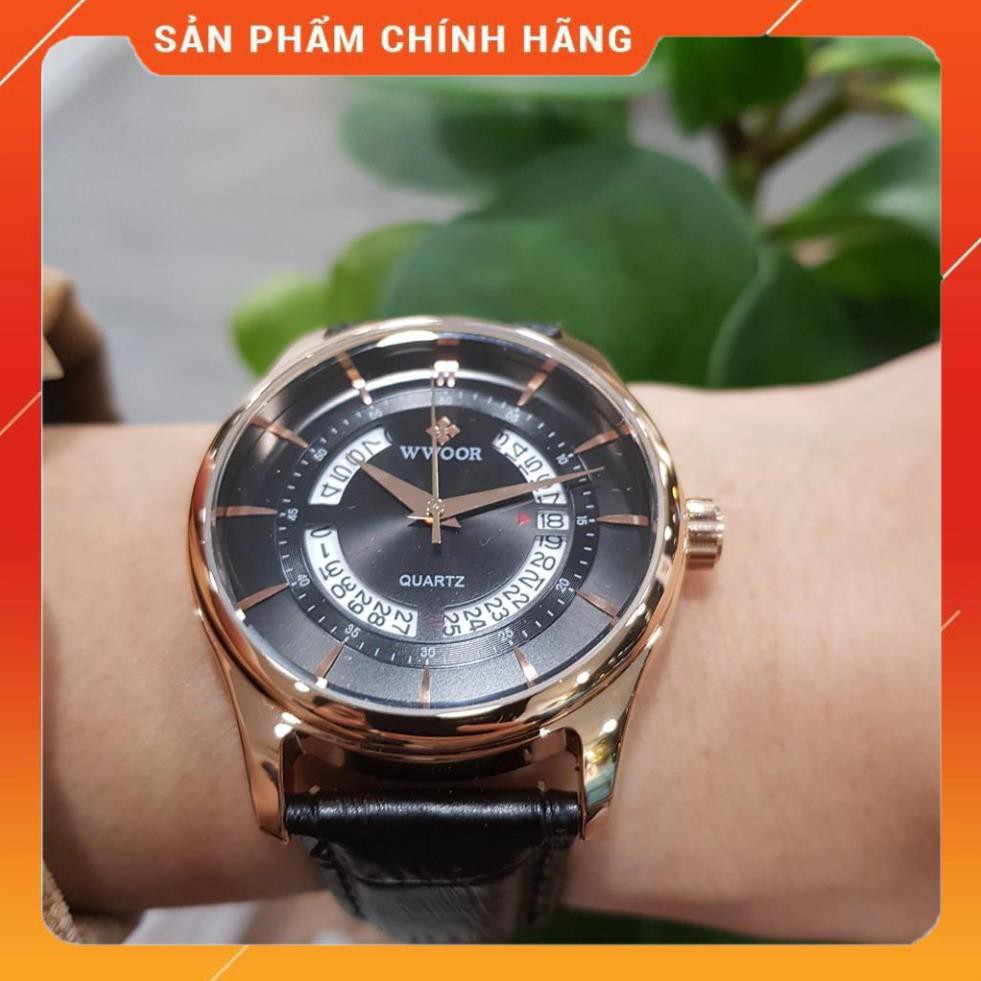 Hot!!! Đồng hồ nam dây da cao cấp có lịch chống nước, chống xước chính hãng WWOOR - Tony Watch 68 giá re