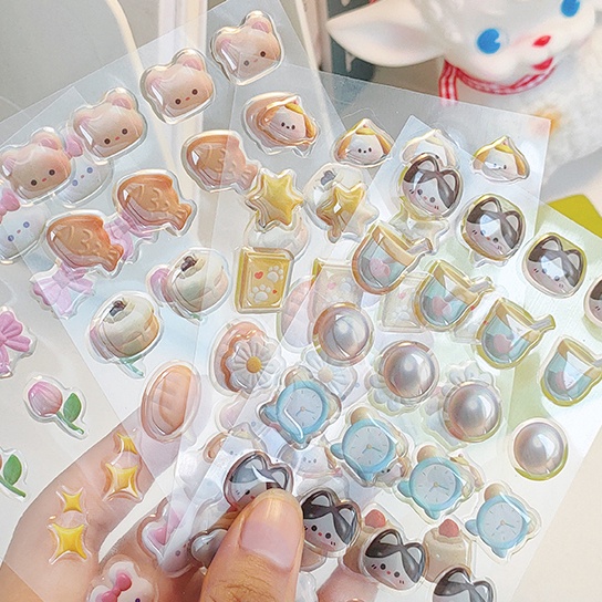 Bộ 3 Miếng Dán PET Họa Tiết Hoạt Hình 3D Chống Thấm Nước Trang Trí Sổ Tay / Điện Thoại