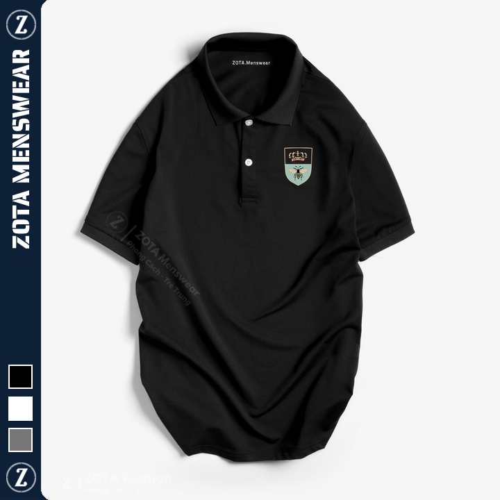 Áo polo nam cổ trụ ZOTA, Chất cá sấu đẹp may kỹ in lưng Vương miện PL257